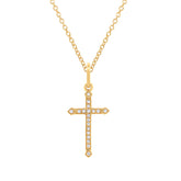 0.07ct 14k Yellow Gold Diamond Cross Necklace